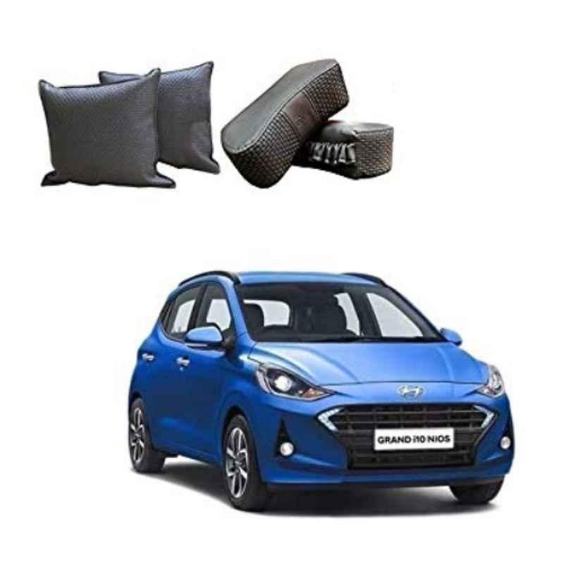 Kozdiko One Pair Grey Neck Rest & One Pair Cushion Combo for Hyundai Grand i10 Nios