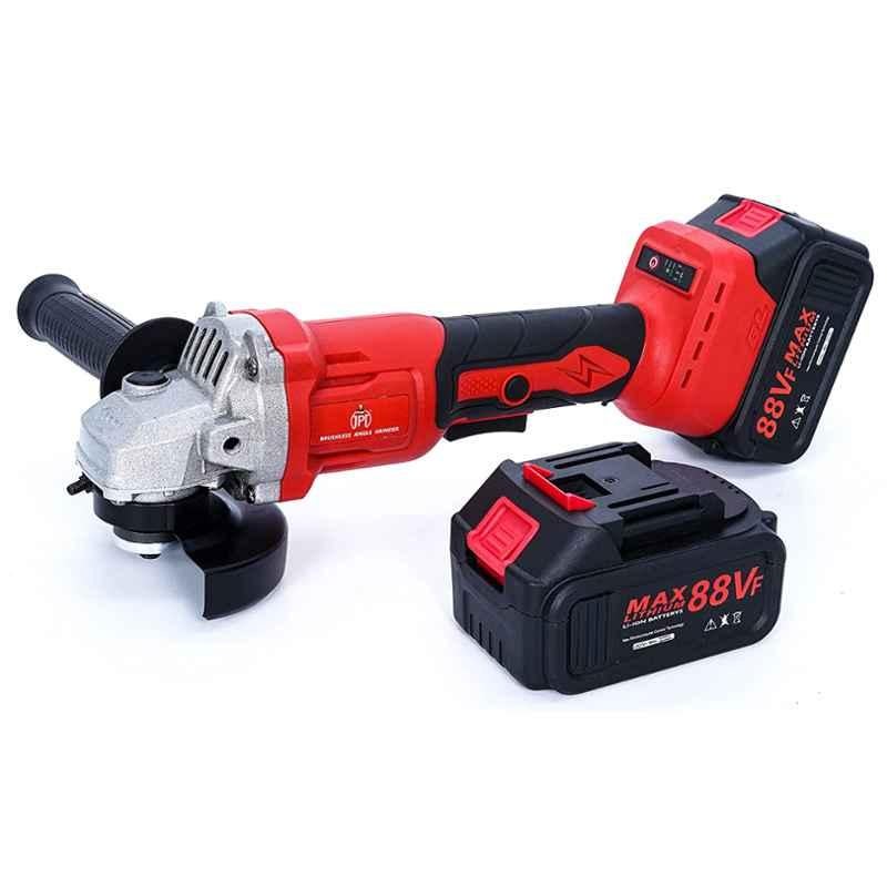 JPT 21V 115mm Brushless Cordless Angle Grinder with 4.0Ah Li-Ion Double Battery & Smart Variable Speed Control
