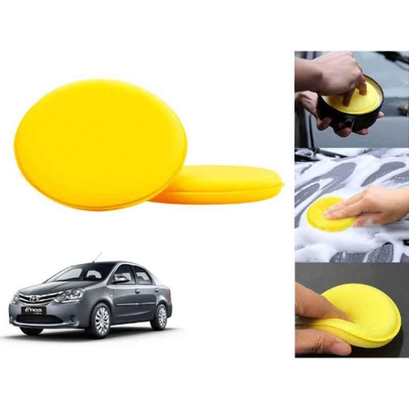 Auto Pearl Polyurethane Beige Washing & Waxing Polish Foam Sponge for Etios 2010 (Pack of 2)