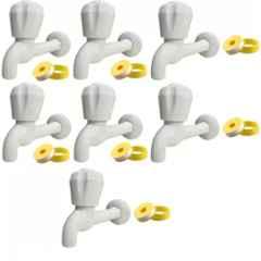 Senkiddpro 7 Pcs PVC White Long Body Tap with 7 Pcs Teflon Tape Combo