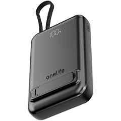 Onelife Power 19 22.5W 10000mAh Black Wired & Wireless MagSafe Compact Pocket Power Bank with Built in Stand & 6 Months Warranty