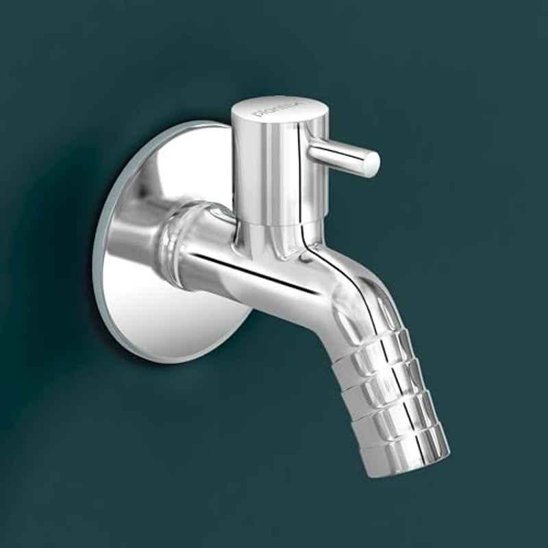 Plantex Mirror Chrome Washing Machine Tap with Wall Flange and Teflon Tape/3/4in Nozzle Bib Cock Garden Tap, 1259
