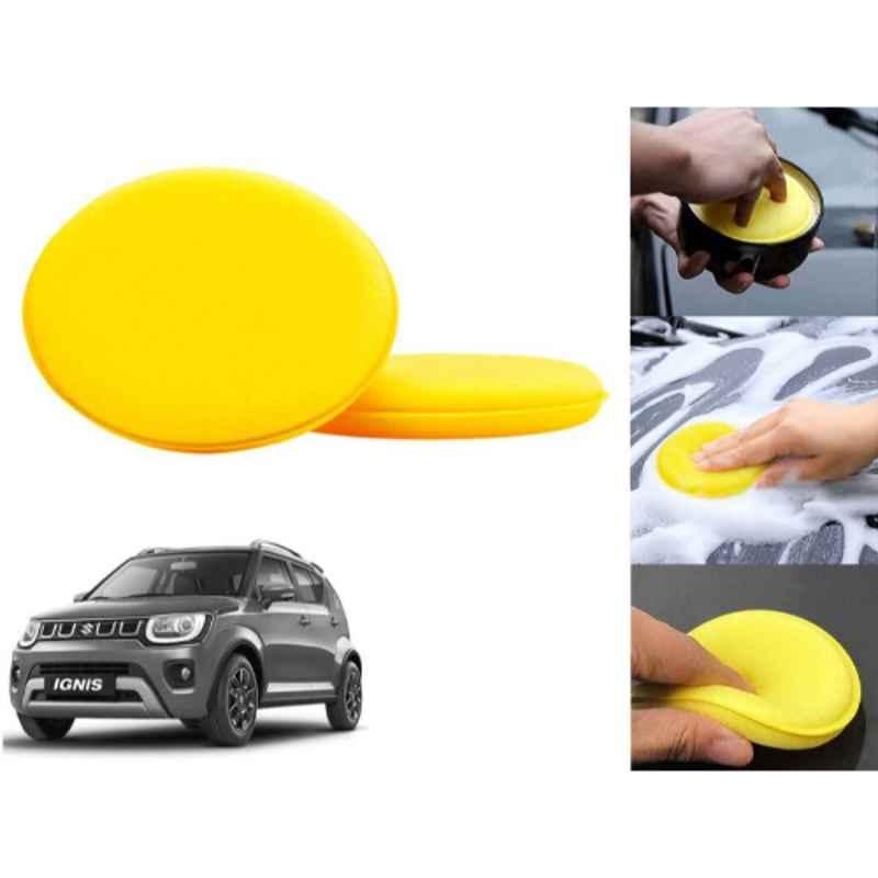 Auto Pearl Polyurethane Beige Washing & Waxing Polish Foam Sponge for Ignis 2020-2022 (Pack of 2)