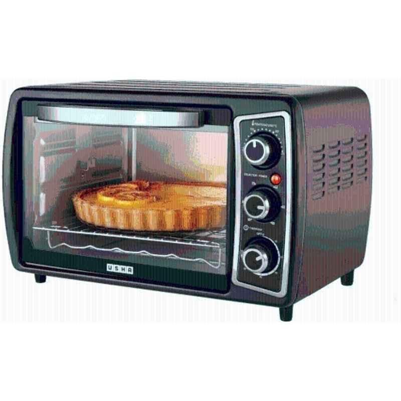 Usha 20 Litre 1380W Mild Steel Silver & Black Over Toaster Griller, OTGW 3620R