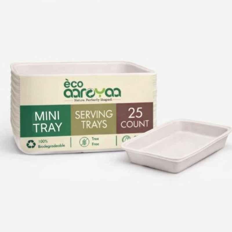 Eco Aaroyaa Bagasse Disposable Mini Tray (Pack of 25)