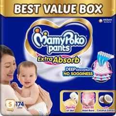 Mamy Poko 174 Pcs Extra Absorb Diapers Pant Packet, Size: Small