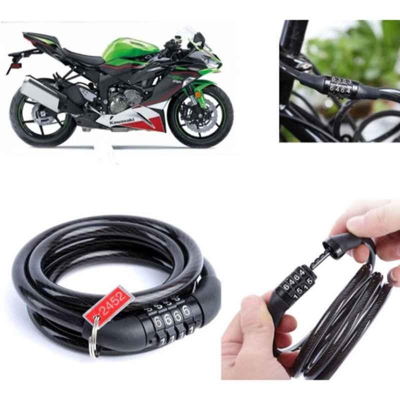 Auto Pearl PVC & Plastic Black Combination Cable Lock for Ninja ZX-6R, 841