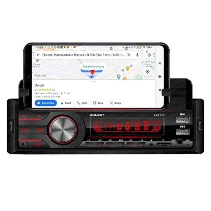 Dulcet DC-F90X 220W Single Din Car Stereo with Smartphone Holder, 2.1A Ultra Fast Charging, Dual USB Ports, Bluetooth, Hands-Free Calling, FM & AUX