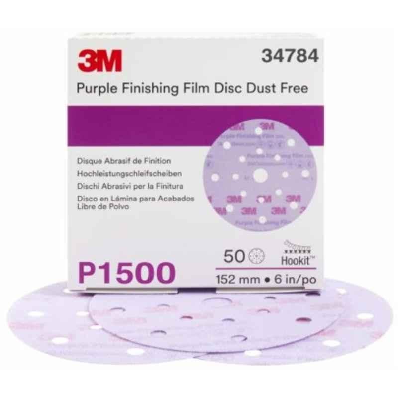 3M Hookit 260L 150mm 15 Hole P800 Purple Finishing Film Abrasive Disc, 51155
