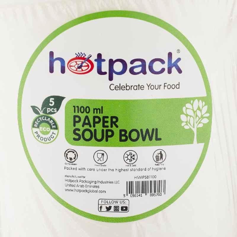 Hotpack 5Pcs 1100ml Paper Soup Bowl Set, HSMPSB1100