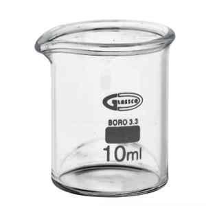 Glassco 10ml Scientific Low Form Glass Beaker with Pouring Spout, 229.202.02 (Pack of 5)