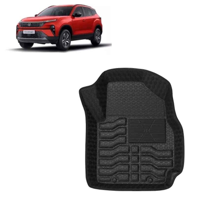 Kingsway 3 Pcs Premium 4.5D 100% Waterproof Tray Shape PVC Black Car Floor Mat Set for Tata Harrier Manual 2023 Onwards All Model