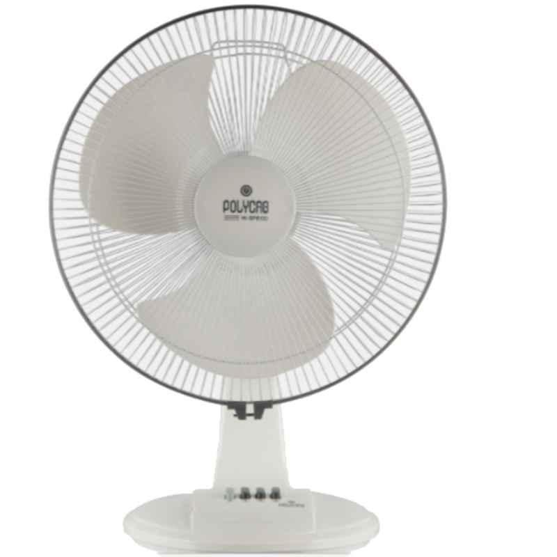 Polycab Thunderstorm 125W White Table Fan, FTAHSST011P, Sweep: 400 mm