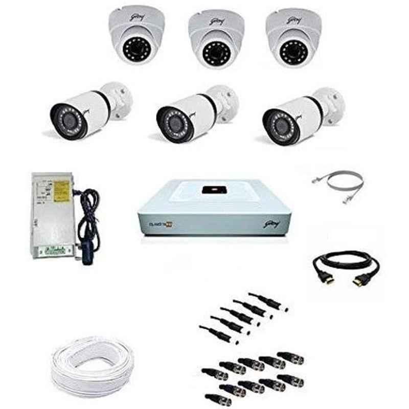 Godrej SeeThru 1080P Full HD White CCTV Camera Kit without Hard Disk, Godrej2MP3DOME3BULLET