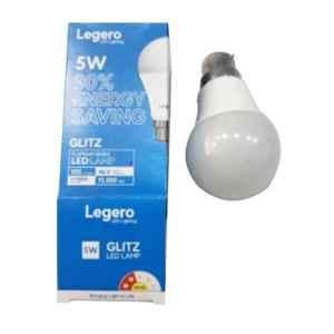 Legero Platinum Glitz 5W B22 Plastic White Round LED Lamp Bulb