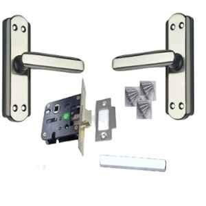 Ojass Alloy Steel Silver Finish Keyless Bathroom Mortise Door Lock Set with Baby Latch, BLL+S05BBS1