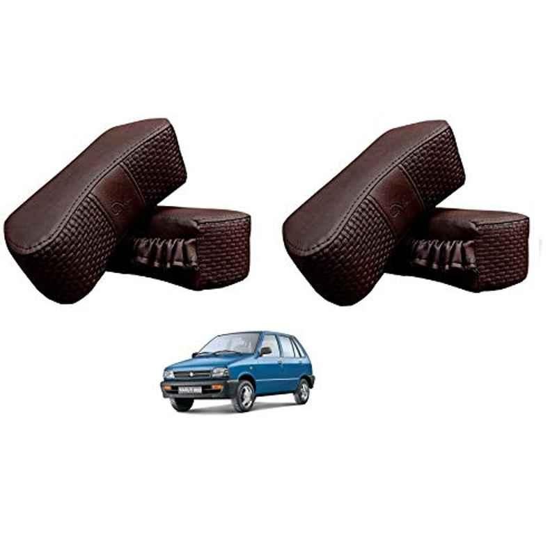 Kozdiko 4 Pcs CV Designer Cola Leatherite Neck Rest Car Cushion Pillow Set for Maruti Suzuki 800