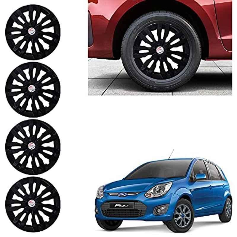 Auto Pearl 4 Pcs 14 inch ABS Black Wheel Cover Set for Ford Figo T-2