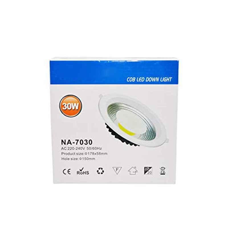 Navigate 30W 7 inch Warm White 3000K Plastic LED Ceiling Cob Down Light, 7030