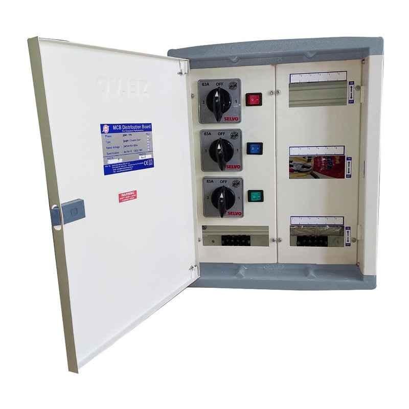 Selvo 63A 6 Ways TPN Phase Selector Distribution Board with 1 Pole 3 Ways Rotary Switches & Duly Wired, GSELTPS11063