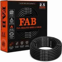 FAB 2.5 Sqmm Single Core Black FR PVC CCS Copper Insulated House Wire, Length: 91 m