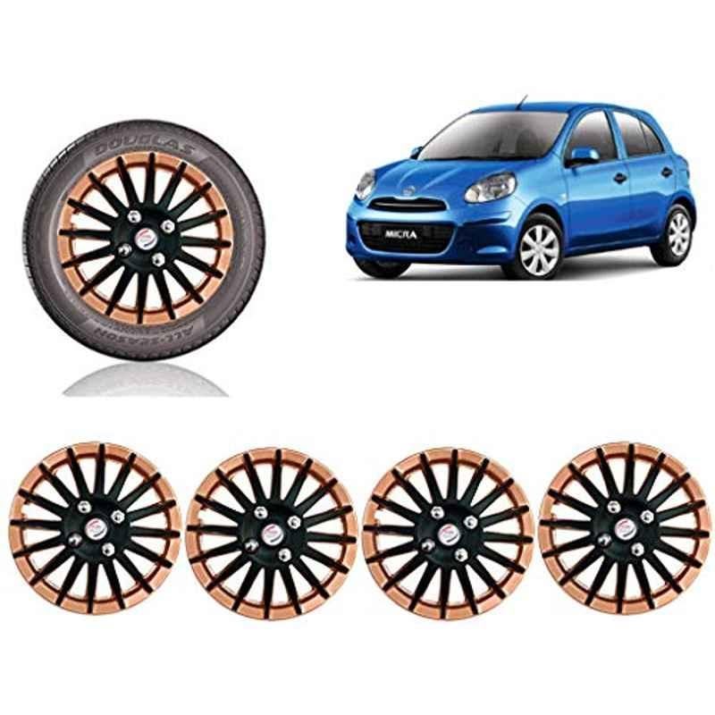 Auto Pearl 4 Pcs 14 inch ABS Camry Copper & Black Car Wheel Cover Set for Nissan Micra XE