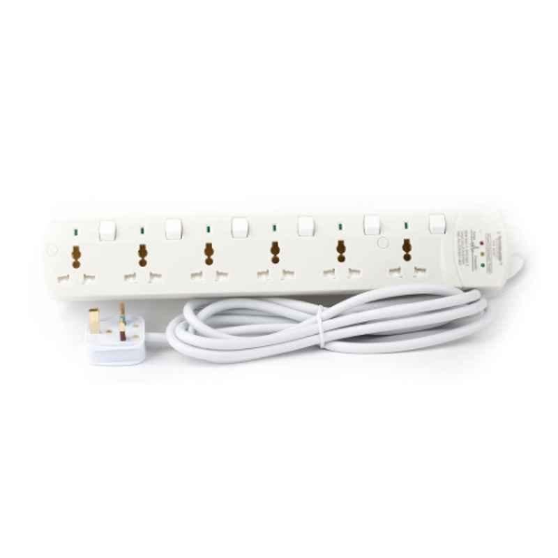Terminator 5m 13A 6 Way Universal Power Extension Socket, TPB 6ASP-5M