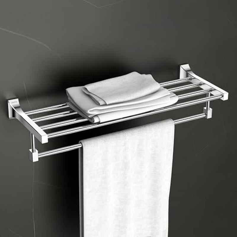 Plantex Towel Rack for Bathroom/Pure Brass Towel Holder/24 inch Towel Stand/Towel Bar/Bathroom Accessories APS-DL-13, Chrome