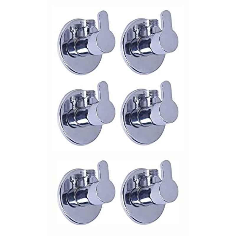 Spazio Stainless Steel Chrome Finish Fusion Angle Valve with Wall Flange (Pack of 6)