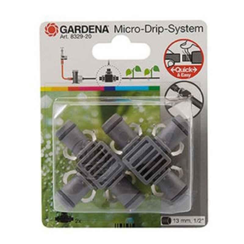 Gardena 13mm Watering Pipe Reducing T-Joint, 160428 (Pack of 2)