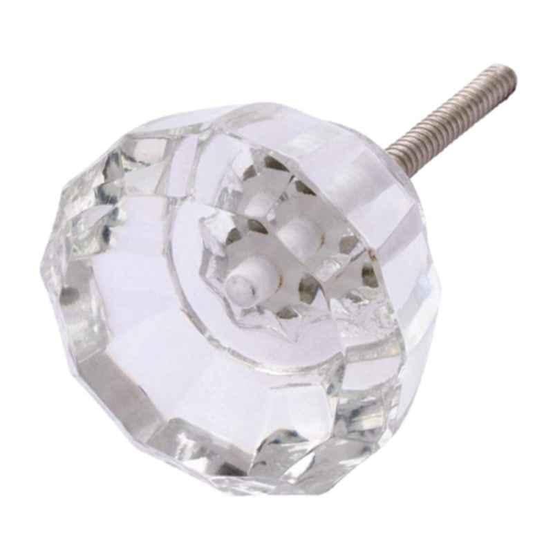 Atom 1.25 Inch Clear Crystal Glass Flower Cabinet Door knob