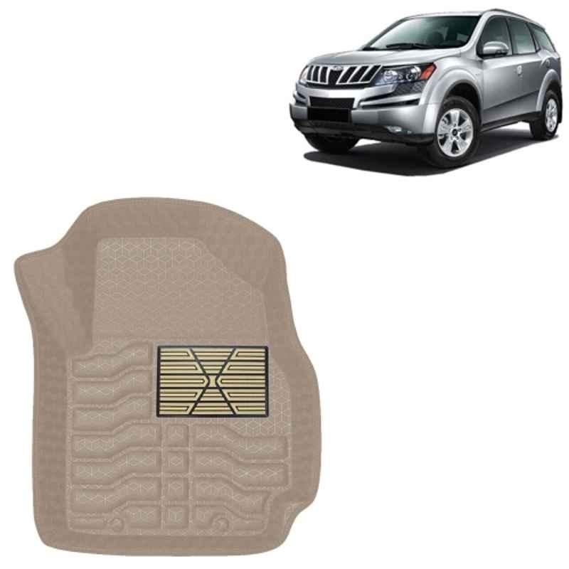 Kingsway 4 Pcs Premium 4.5D 100% Waterproof Tray Shape PVC Beige Car Floor Mat Set for Mahindra XUV 500 2011 to 2015 All Model