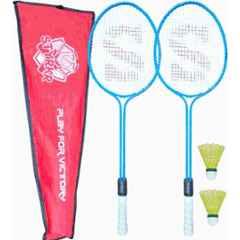 STYRKR Alloy Steel Blue Badminton Racquet Set of 2 Steel Frame with Shuttlecocks 2 & Bag Badminton Kit