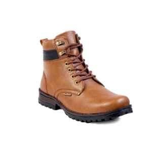 Woakers WK-025-TAN Leather Steel Toe Tan Work Safety Boots, Size: 7