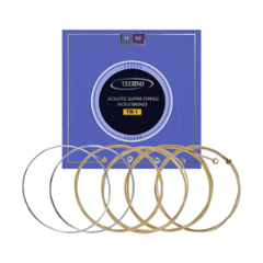 Techno 6 Pcs .11-.52 Bronze Haf Round Silver Acoustic Guitar String Set, RJ- TM1
