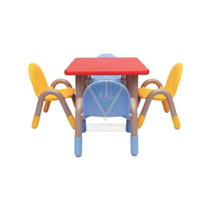 VJ Interior Red Square Table With Four Chico Chairs, VJ-313