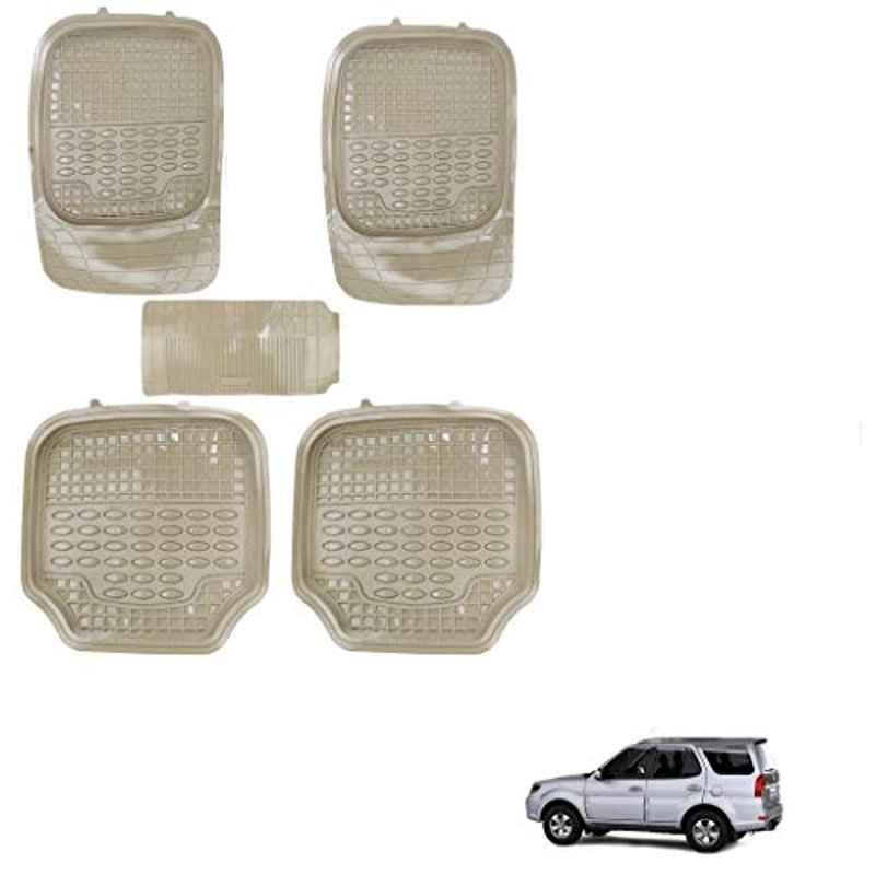 Kozdiko 5 Pcs 4G Beige Rubber & PVC Heavy Car Foot Mat Set for Tata Safari::Grand Dicor, koz_81212
