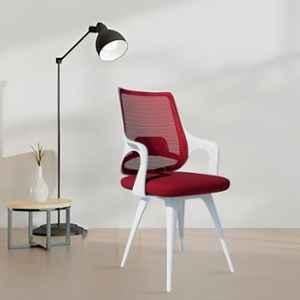Rose Mono Mesh White & Red High Back Visitor Chair