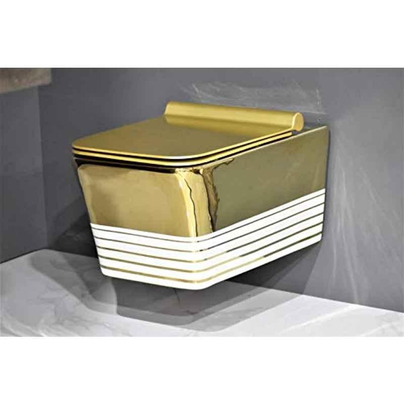 Buy InArt Ceramic Black & Gold Wall Mounted Rimless P Trap Western