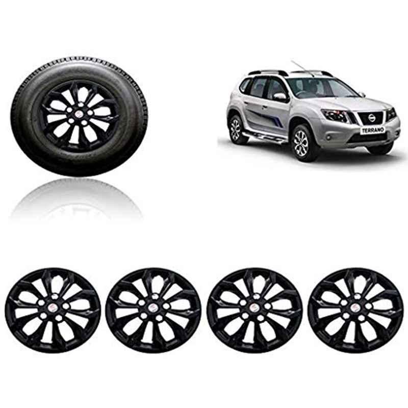Auto Pearl 4 Pcs 15 inch ABS Black Car Wheel Cover Set for Mahindra Xylo