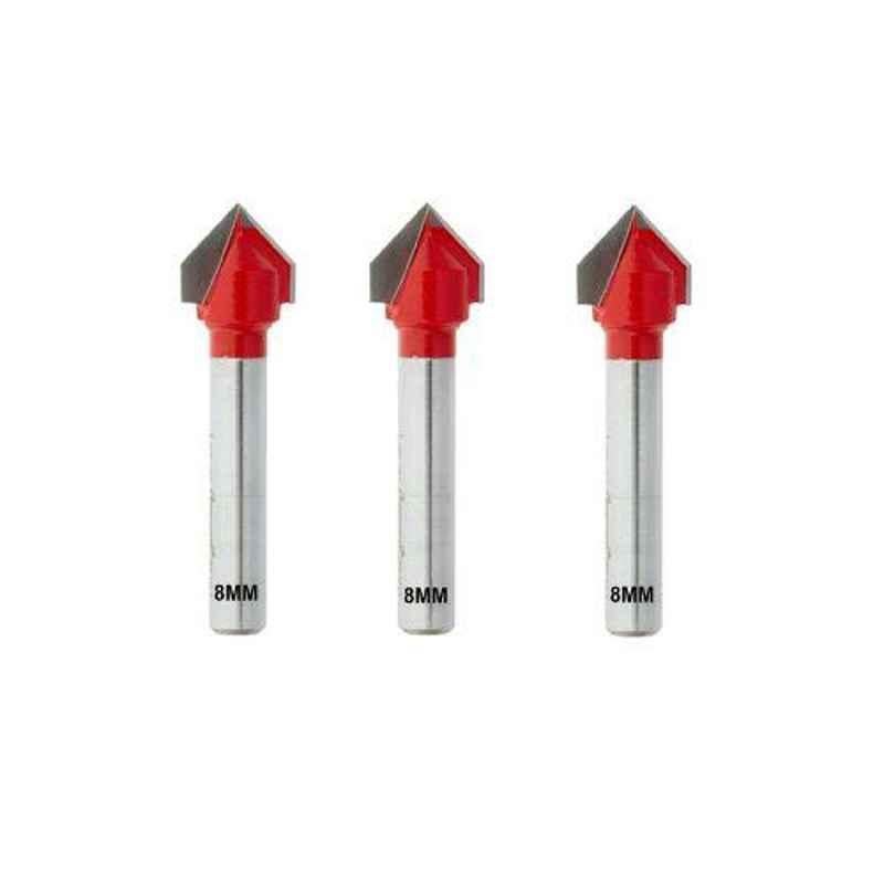 Lieutenant 8mm Shank Dia. V Groove Router Bit (Pack of 3)