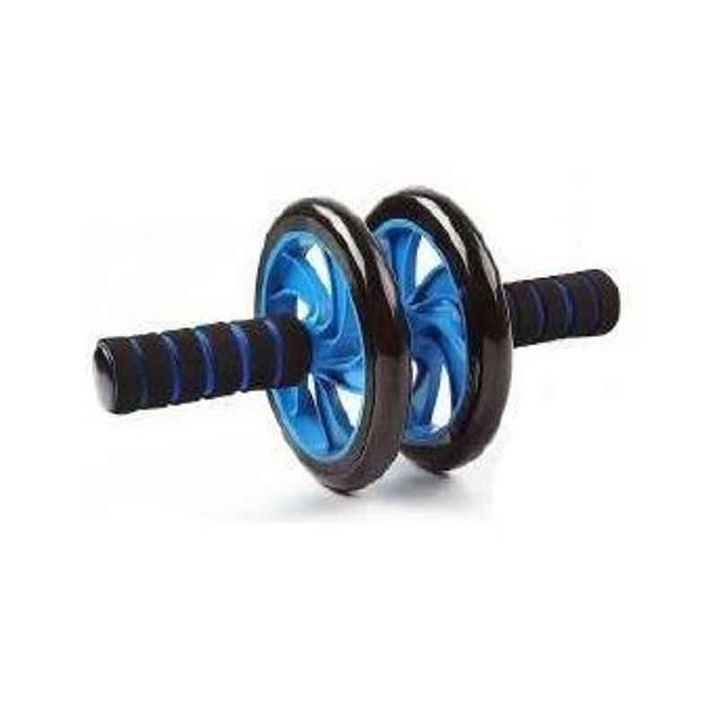 Strauss PP & PVC Black & Blue Double Wheel Abdominal Exerciser with Knee Pad, ST-1306