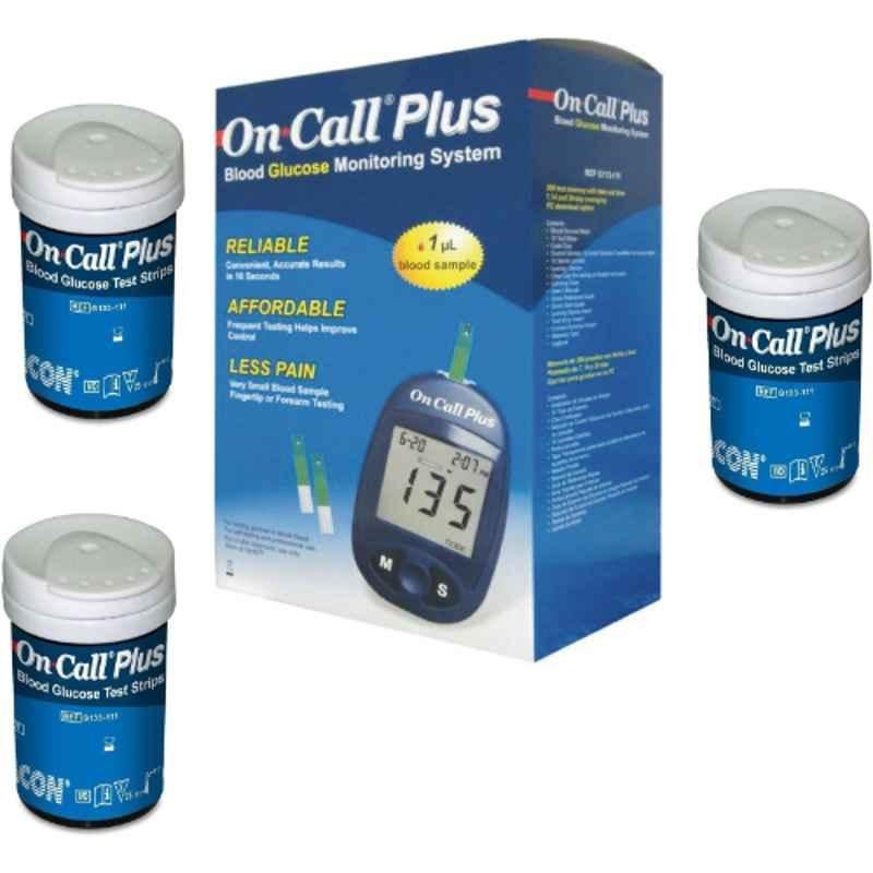 On Call Plus Glucometer 150 Pcs Strips With Blood Glucose Meter Box