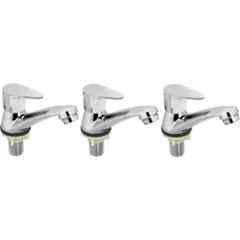 Senkiddpro Stainless Steel & ABS Chrome Finish Deck Mounted Pillar Tap (Pack of 3)