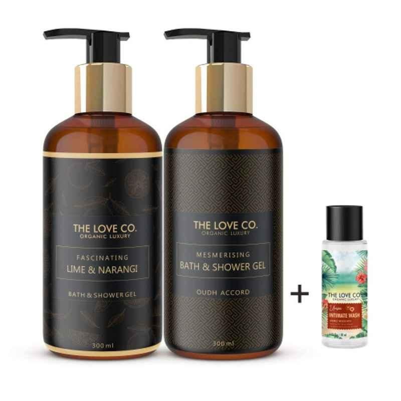 The Love Co. 2182 300ml Lime & Narangi Body & 300ml Oudh Accord Body Wash with 30ml Intimate Wash Combo