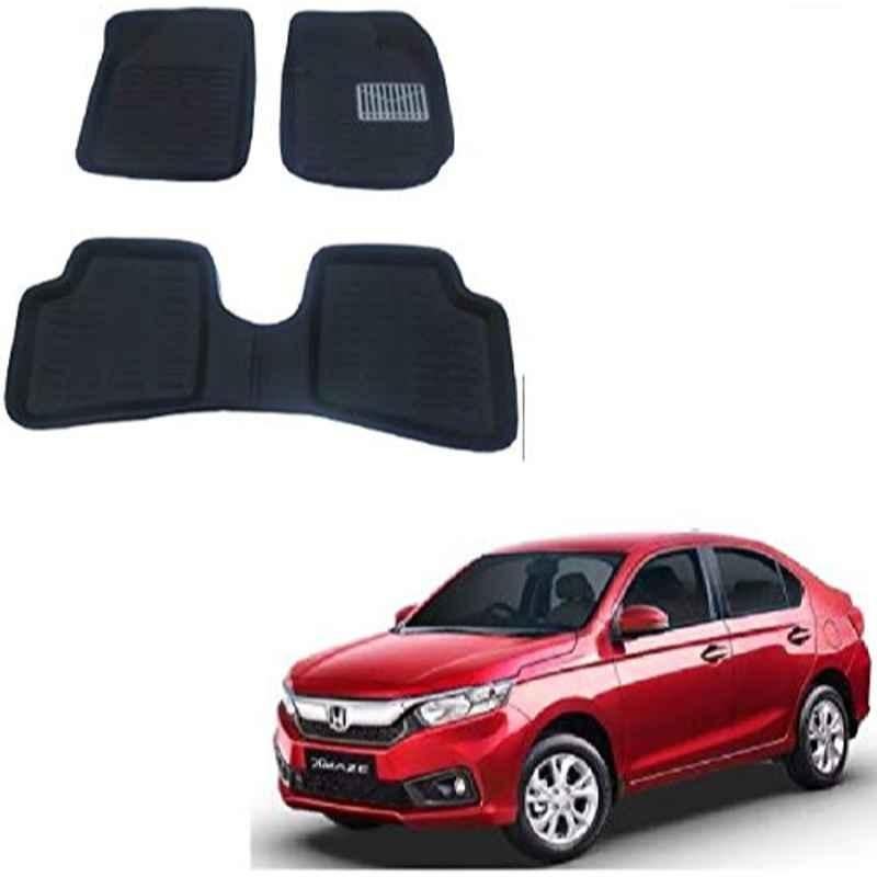 Kozdiko Thermoplastic Elastomer Black 3D Car Floor Mat Set for Honda Amaze 2018-Present, Koz-67980