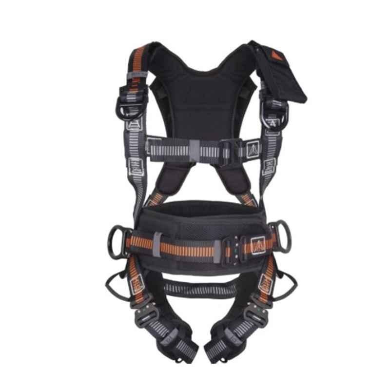 Deltaplus EOLIEN HAR35A Polyester Black & Orange Fall Arrester Harness with Belt, Size: 2XL