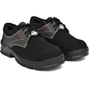 Ozarro Leather & Mesh Steel Toe Black Safety Shoes, S4464, Size: 9