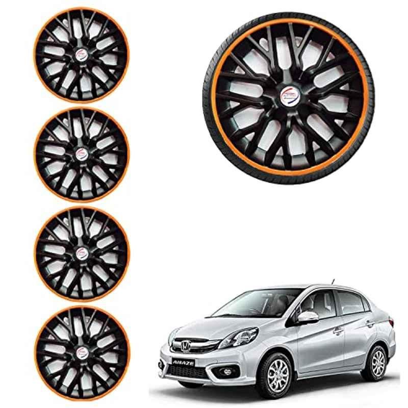 Auto Pearl 4 Pcs 14 inch ABS Black & Orange Car Wheel Cover Set for Honda Amaze Type1 Phoenix