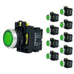 Yokins 22mm 220V 1NO Green Illuminated Push Button with Spring Return, EB2M-A-10D-G (Pack of 10)